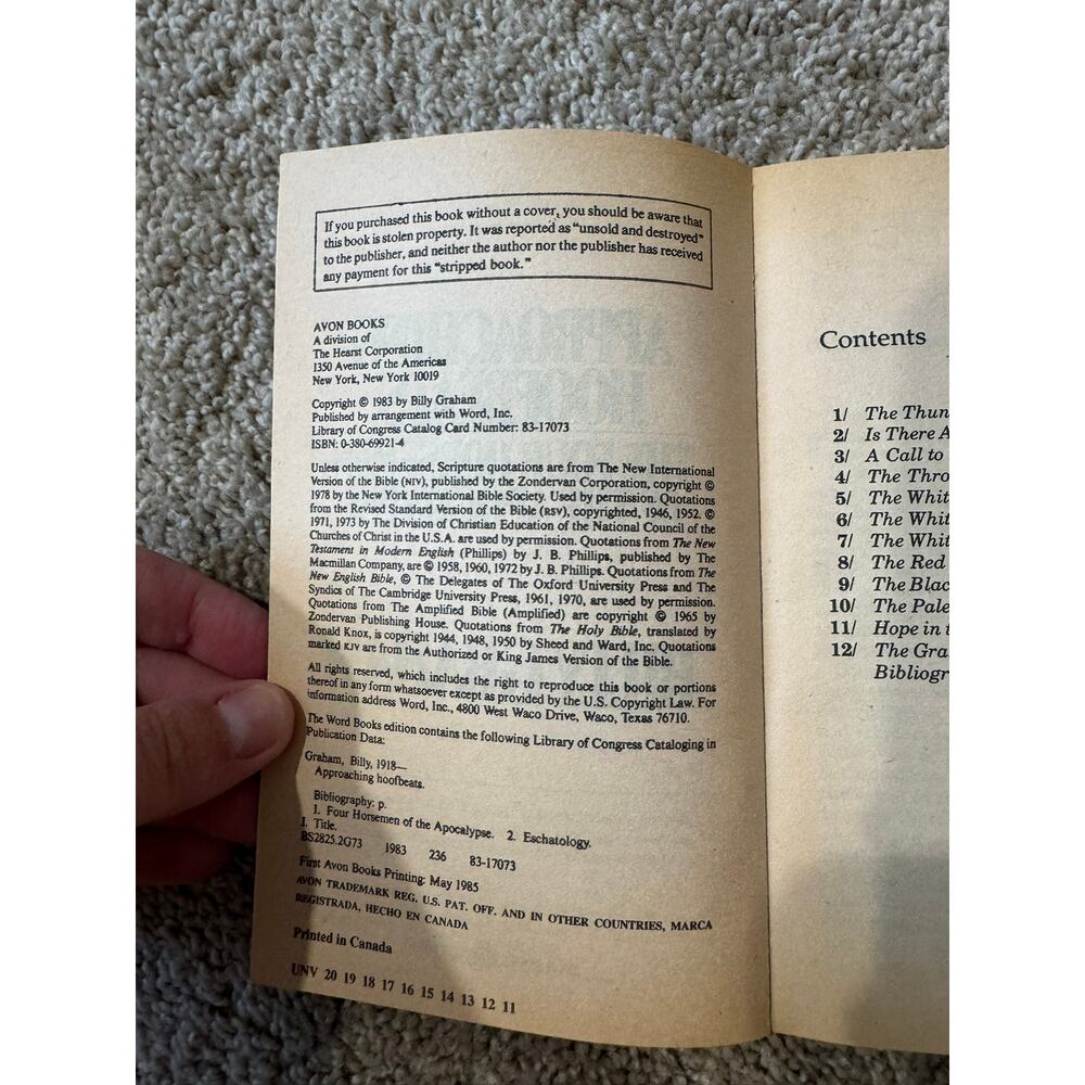 Approaching Hoofbeats The Four Horsemen of the Apocalypse by Billy Graham Book - Picture 8 of 8